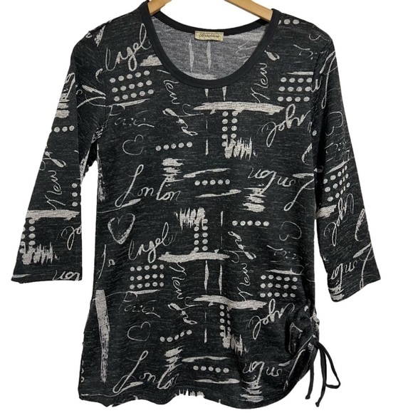BROCHURE Black and Grey Graphic Pull Side Top, Size Medium-#346 - Picture 1 of 8